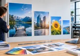 A0 A1 A2 and A3 poster size comparison in a professional print setting