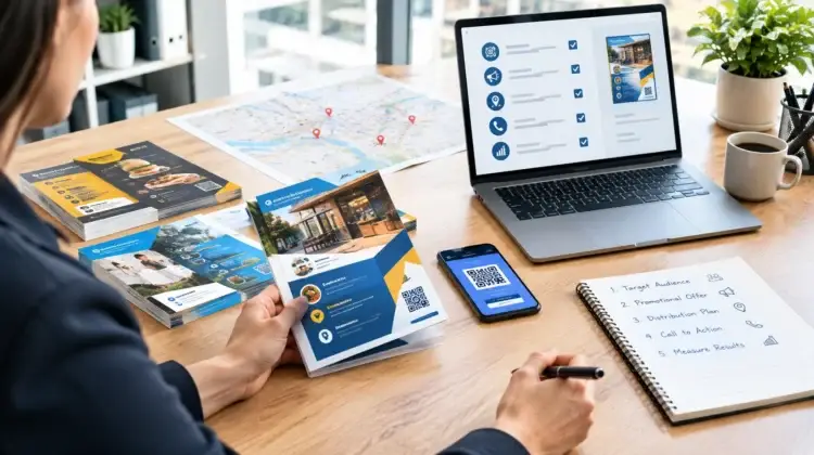 Local flyer marketing campaign with printed flyers and marketing plan