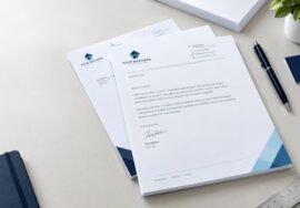 Professional business letterhead printing UK by iFix Prints, featuring custom branded stationery, letterhead design and matching business cards.