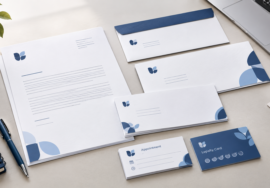 Business stationery printing UK showing letterheads, envelopes and compliment slips