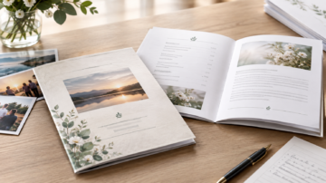 Funeral booklet printing UK with a respectful order of service and family photographs