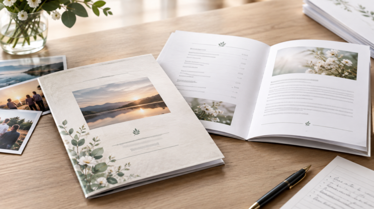 Funeral booklet printing UK with a respectful order of service and family photographs